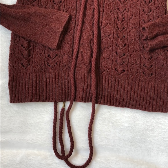 Free People Maroon Lace-Up Knitted Sweater - Picture 7 of 8